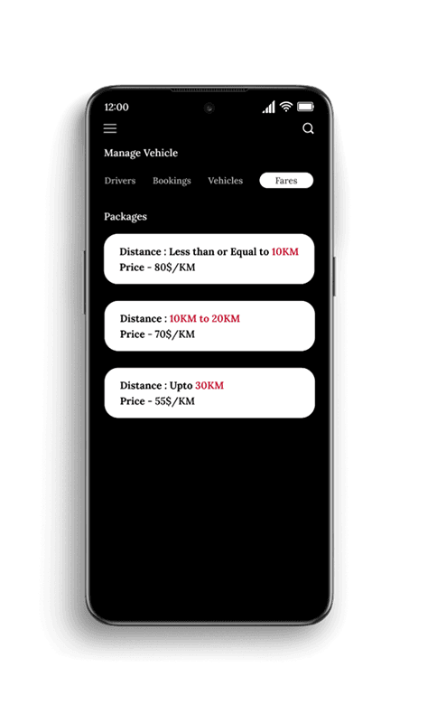 Manage Vehicle Screen